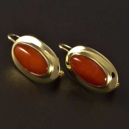 Zlaté náušnice přírodní korál 4722 č. 1