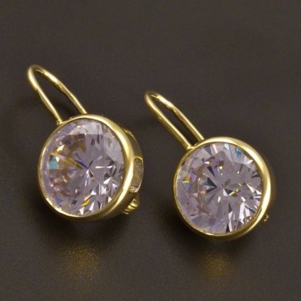 Zlaté náušnice s kulatým zirkonem 10 mm č. 1