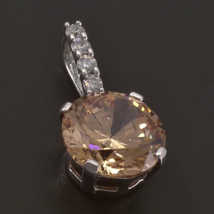 Stříbrný přívěs zirkon champagne č. 1