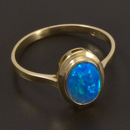 Zlatý prsten modrý opál