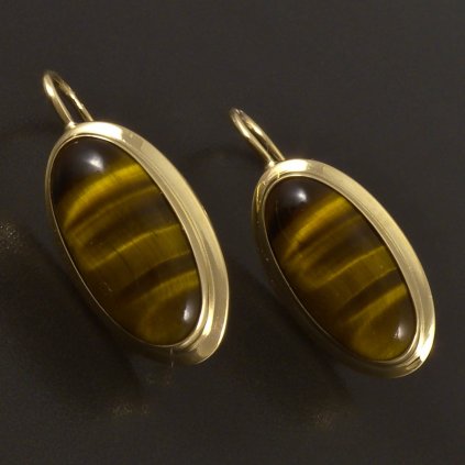 Zlaté náušnice velké tygří oko