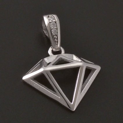 Přívěsek diamant  zirkony bílé zlato