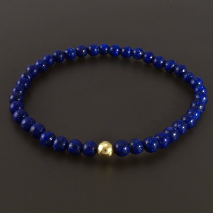 Korálkový náramek zlato a Lapis Lazuli