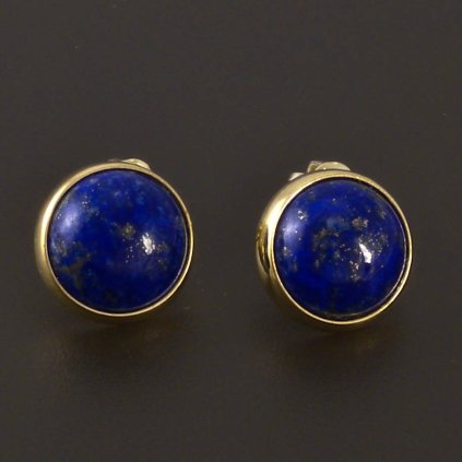 Kulaté zlaté náušnice lapis lazuli
