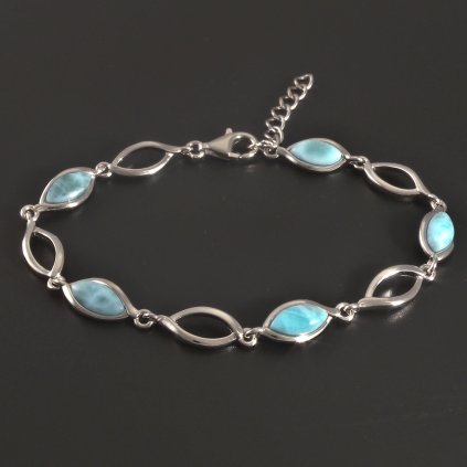Stříbrný náramek přírodní Larimar
