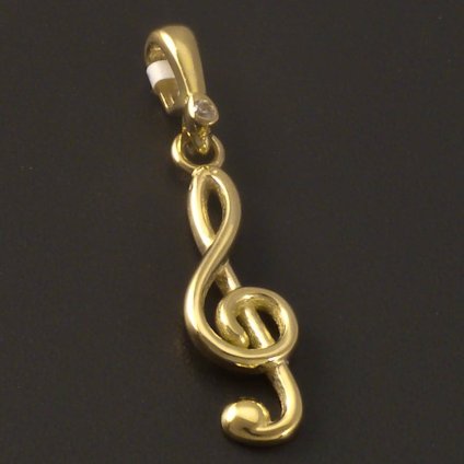 Zlatý přívěs houslový klíč lesklý