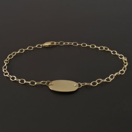 Zlatý řetízkový náramek s destičkou