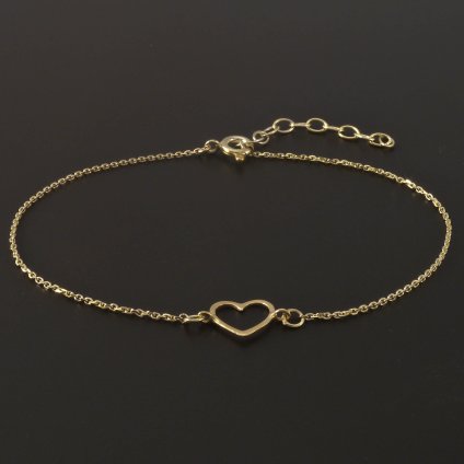 Zlatý náramek zdobený srdíčkem