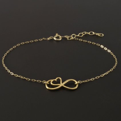 Zlatý náramek srdce v nekonečnu