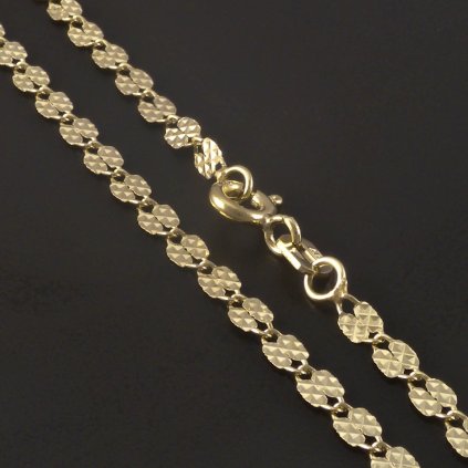 Zlatý plochý řetízek vybrušované články