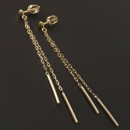Řetízkové visací zlaté náušnice šroubek