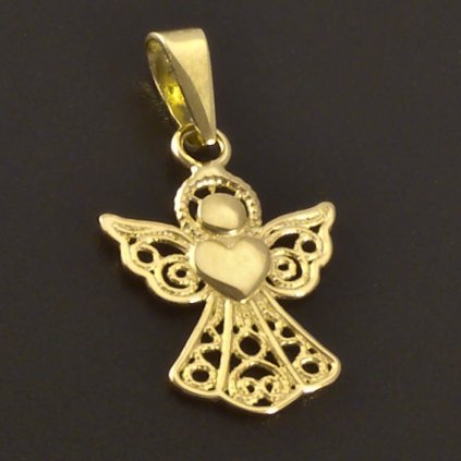 Filigránový anděl ze žlutého zlata