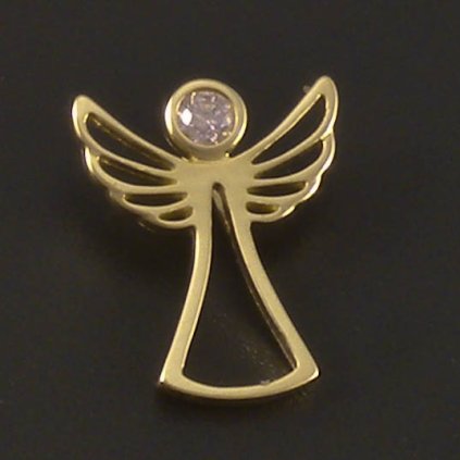 Zlatý přívěsek anděl s růžovým zirkonem