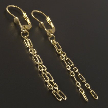 Zlaté visací náušnice z pevného řetízku