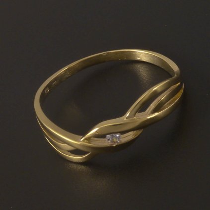 Zlatý prsten vlnky a zirkon