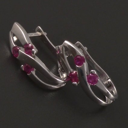 Bílé zlato náušnice jemné rubíny