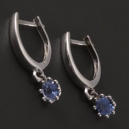 Náušnice bílé zlato s akvamaríny visací tvar