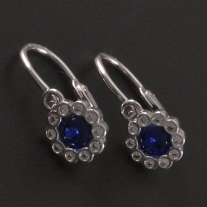 Dětské náušnice bílé zlato se safíry