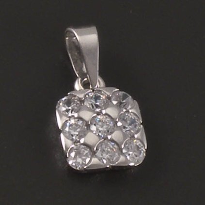 Čtvercový přívěsek osazený bílými zirkony