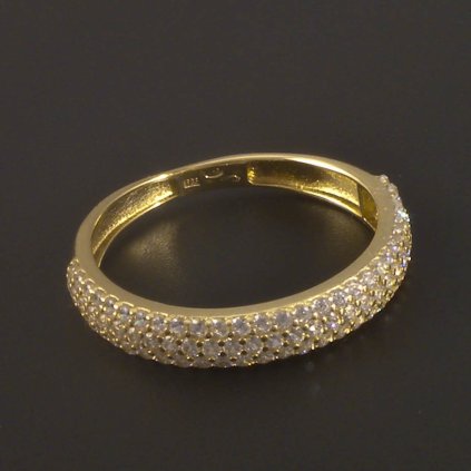 Zlatý prsten třpytivé bílé zirkony