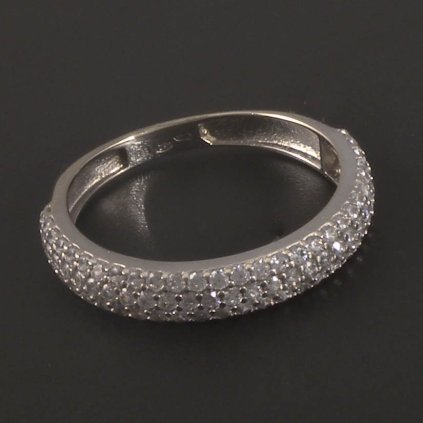 Prsten z bílého zlata třpytivé zirkony