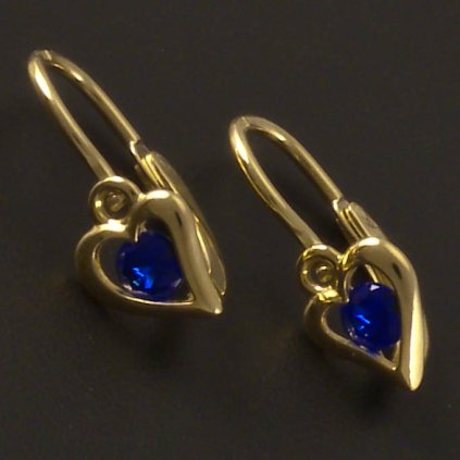 Dětské náušnice zlato safírové srdce