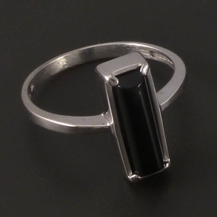 Stříbrný prsten obdélníkový černý onyx