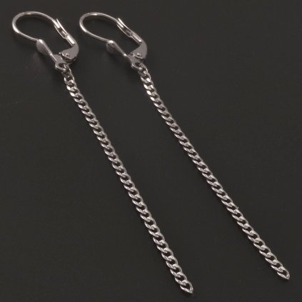 Visací náušnice v bílém lesklém zlatě