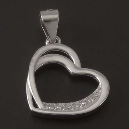 Stříbrné srdíčko s bílými zirkony