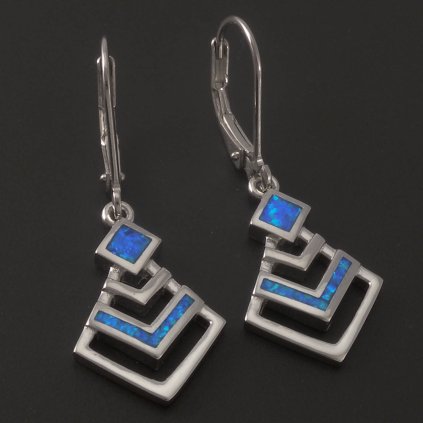 Stříbrné visací náušnice s modrými opály