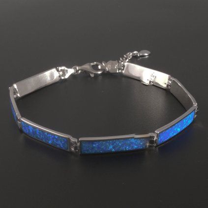 Stříbrný náramek osazený modrým opálem
