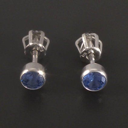Stříbrné náušnice pecky akvamarín 4mm