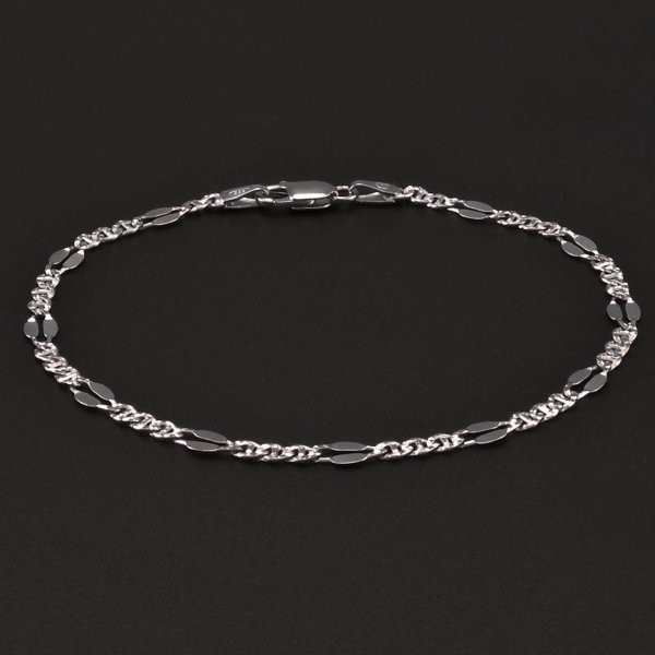 Goldpoint Stříbrný rhodiovaný náramek 925 Váha: 1.86 g, Délka: 18 cm