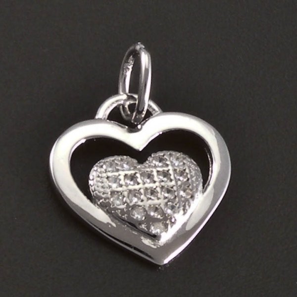 Goldpoint Stříbrný přívěs se zirkony srdce Varianta: stříbrný přívěs