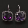 Stříbrné náušnice s čtvercovým ametystem č. 1