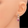 Stříbrné náušnice s červeným rubínem 6616 č. 4