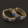 Dětské náušnice zlato modrý a bílý zirkon