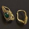 Zlaté náušnice oválný smaragd se zirkony č. 2