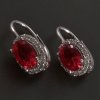 Stříbrné rubínové náušnice se zirkony č. 1