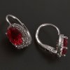 Stříbrné rubínové náušnice se zirkony č. 2
