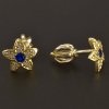 Zlaté náušnice kytičky se safíry č. 2