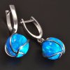 Stříbrné náušnice s modrými opály v klícce č. 2