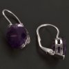 Stříbrné náušnice kulatý synt. ametyst č. 2