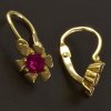 Dětské zlaté náušnice červené zirkony č. 2