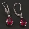 Visací náušnice bílé zlato synt. rubín č. 2