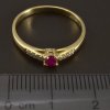 Zlatý prsten synt. rubín a zirkony č. 2