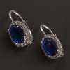 Stříbrné náušnice oválný safír a zirkony č. 1