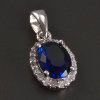 Stříbrný přívěs oválný safír a zirkony č. 1