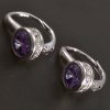 Stříbrné náušnice kulaté ametysty a zirkony č. 1