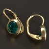 Zlaté kulaté náušnice synt. smaragd č. 2
